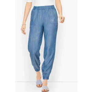Talbots Tencel Chambray Joggers Weekend Wash Blue Women's Size Small NWT